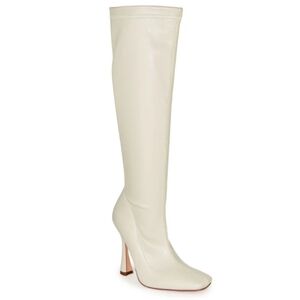 Forever 21 Cream Faux Leather Knee High Heels Boots size 7.5